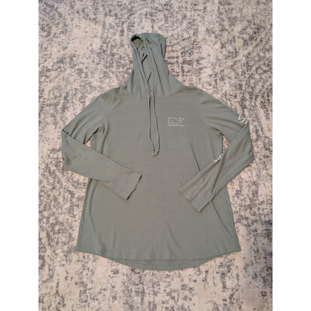 Vineyard Vines Sage Green Hooded Performance Shirt Cotton Top Women's Small
